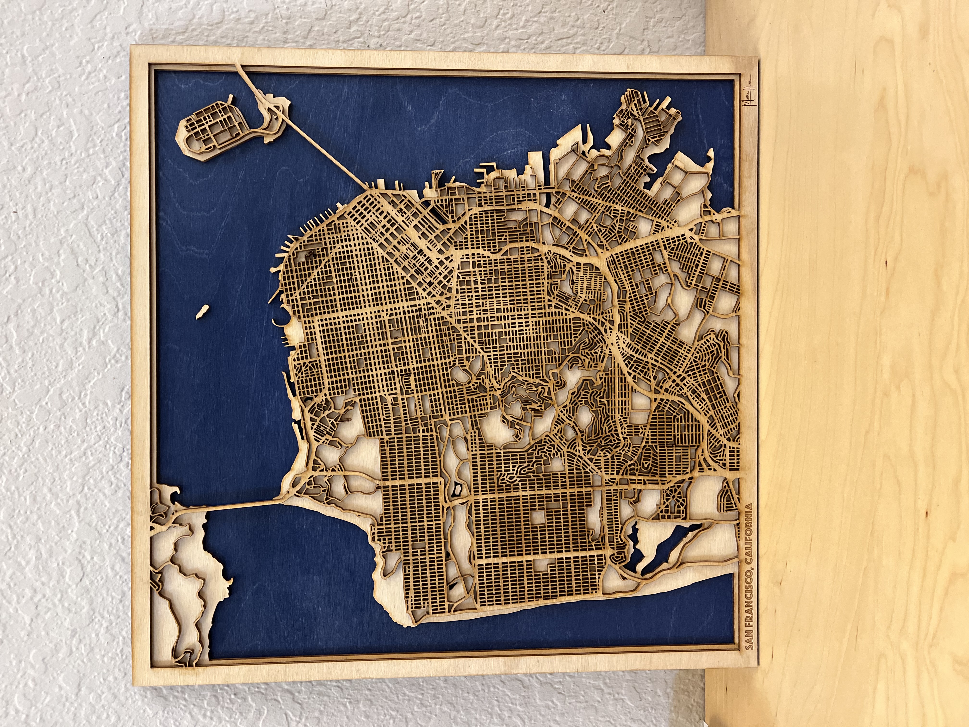 Laser-cut San Francisco map